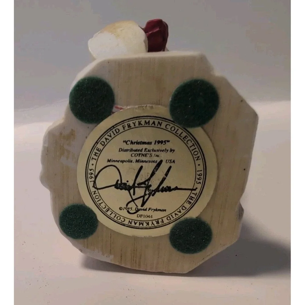 1995 Polar Bear Figure By David Frykman Christmas Holiday Red Bow Folk Art‎